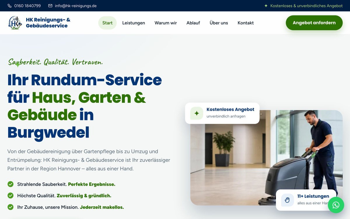 Referenz: Webseite HK Reinigungs- und Geb&auml;udeservice