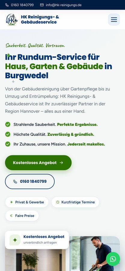 Mobile Ansicht HK Reinigungs- und Geb&auml;udeservice